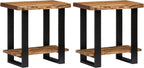 Alaterre Furniture Alpine Live Edge Modern End Table Set of 2-2-Tier Narrow Side Table Set with Open Storage Shelf - Solid Wood and Metal Modern Nightstands for Living Room or Bedroom (Natural)