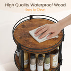 Snughome Lazy Susan Organizer, 3 Tier Rotating Spice Rack, Turntable Lazy Susan Kitchen Countertop Organizer, 10.2" x 10.2" x 18.5", Rustic Brown