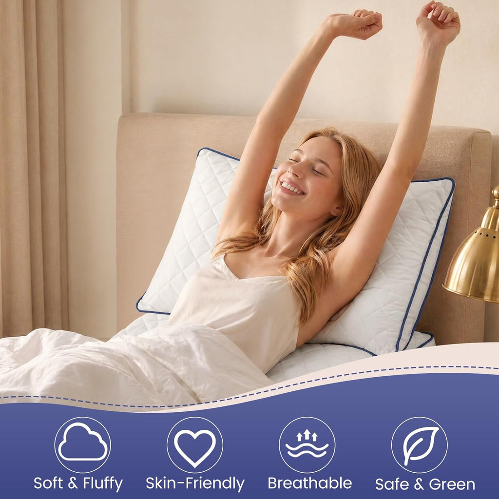 DOWNSTORIA Shredded Memory Foam Pillows Queen Size Set of 2, Medium Firm Bed Pillow for Sleeping, Soft Memory Foam Queen Pillows 2 Pack for Side and Back Sleepers with Gusset(20"x30")