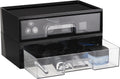 Vtopmart 2 Pack Clear Stackable Storage Drawers, 12.1''W Plastic Organizers Bins for Office Supplies, Ideal for Desk Organization, Black