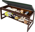 FAHKNS 2-Tiers Shoe Rack Bench 39.4" Shoe Bench with Flip-Top Storage Box, Rubberwood Entryways Shoes Rack for Hallway, Living Room, Bedroom, Closet