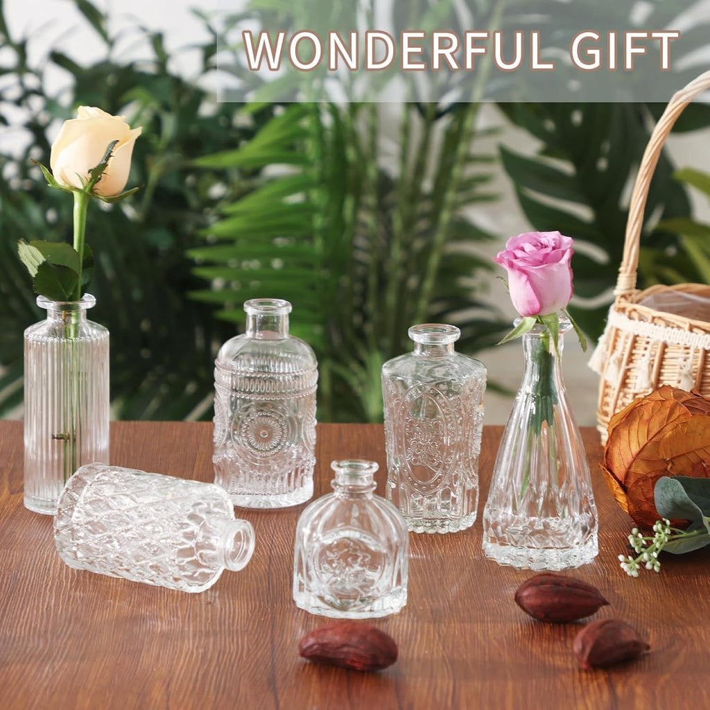 Fixwal 18 Pack Small Bud Vases for Centerpieces, Clear Vases for Flowers Glass Flower Vases in Bulk, Vintage Decorative Vases for Wedding Rustic Home Table Decor