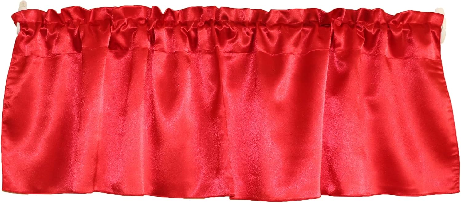 Zen Creative Designs Solid Shiny Satin Window Valance Home Décor Bedroom Nursery Kitchen Window (58" Wide x 14" Long, Red)