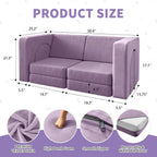 wanan Kids Couch 10PCS, Modular Kids Play Couch for Playroom Bedroom, 10 in 1 Multifunctional Kid Sofa for Playing, Creativing, Sleeping, Indoor Toddler Couches for Boys and Girls (Blueberry)