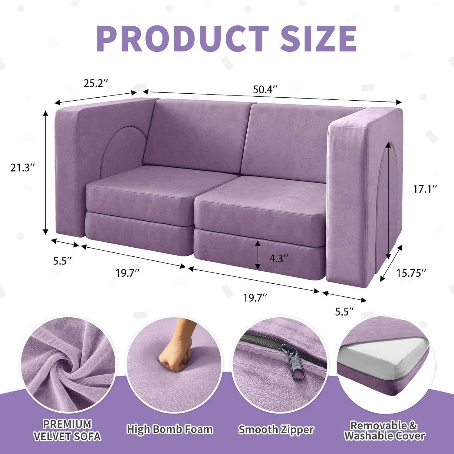 wanan Kids Couch 10PCS, Modular Kids Play Couch for Playroom Bedroom, 10 in 1 Multifunctional Kid Sofa for Playing, Creativing, Sleeping, Indoor Toddler Couches for Boys and Girls (Blueberry)