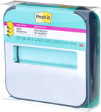Post-it Note Dispenser with Post-it Pop-up Notes, Black Base with Steel Top, 1 Aqua Splash 3 in. x 3 in. Super Sticky Note Pad, Classroom or Office Supplies