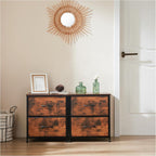 Fabric Dresser 2 Drawers, Nightstands with Adjustable Feet, End Table Set of 2