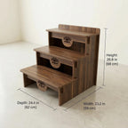 3-Tier Buddhist Altar Table for Prayer & Meditation, Zen Style Wooden Shrine Cabinet with Storage Drawer, MDF Melamine Home Worship Table 23.2 x 24.4 x 26.8 in (59 x 62 x 68 cm) (Walnut)