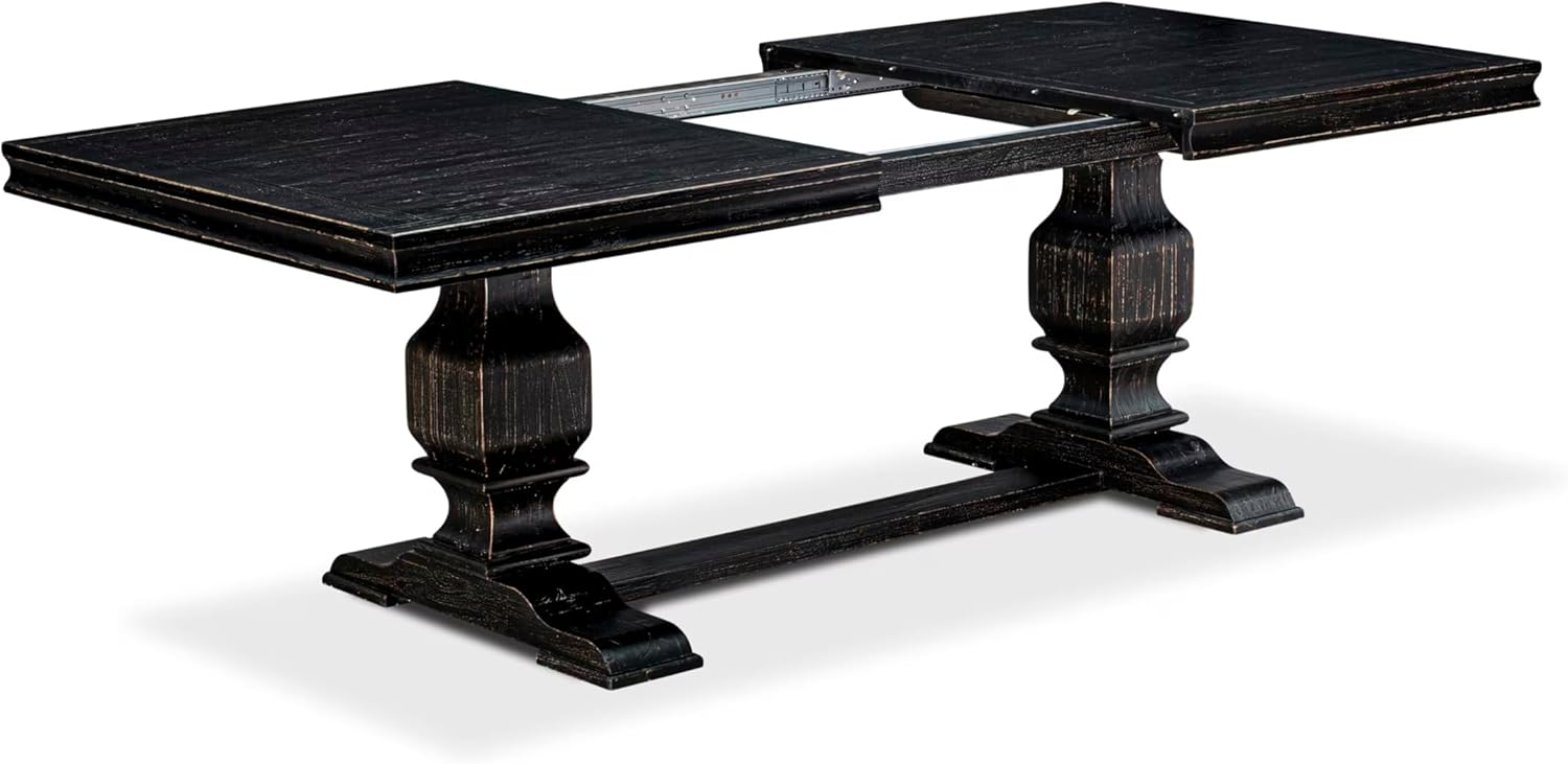 LKT-SBB-TP - A Wooden Dining Table with Removable Rectangular Tabletop - Sand Blasting Black Finish