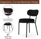 KROFEM Set of 4 Boucle Fabric Dining Chairs, Mid-Century Style Comfort Sponge Filled Seat Back Dining Room Chairs for Kitchen Dining Table，Black