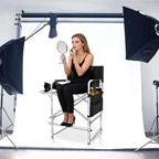 AQNIEGEP Makeup Chair for Makeup Artist 41" Tall Folding Directors Chair Makeup Artist Chair for Clients Directors Chair with Side Table Cup Holder Footrest Bags 400 lbs Load