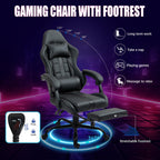 ECOTOUGE Massage Gaming Chair, Video Game Chair with Footrest, Ergonomic Computer Chair with Headrest and Massage Lumbar Support, Height Adjustable High Back Office Desk Chair with 360° Swivel, Black