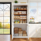 Farmhouse Kitchen Pantry Cabinet Set of 3, 71-Inch Tall Wood Hutch with Glass Doors, Adjustable Shelves & Large Storage, Versatile Cabinet for Dining Room, Living Room, White