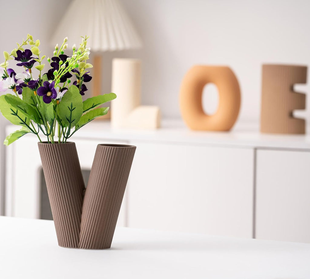 Creative Vase Set of 4, Modern Nordic Boho Style Flower Vases Home Decor for Living Room Kitchen Office(Khaki/Dark Brown/Orange/Beige)