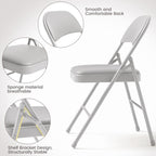 Folding Portable Card Table and Foldable Chair Set of 5, Pu Upholstered Foldable Chairs and Table With Metal Frame, Folding Table and Chair Suitable for Dining Room, Living Room, Office, Camping-Grey