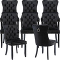 ODUSE-DAILY Black Velvet Dining Chairs Set of 8, Kitchen & Dining Room Chairs, Four Fabric Tufted Dinning Chairs, Velvet Upholstered, Wing Back, Metal Pull Ring, Wood Frame, Mid Century Modern