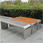 Patio Benches Stainless Steel Park ChairOutdoor BenchesBenchesCourtyardCommunity Leisure(220cm)