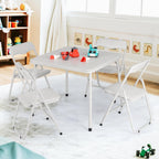 Metal Folding Card Table and Chair Set of, Leather Padded Folding Chairs with Comfortable Cushion and Durable Steel Frame, Modern Square Table for Dining Room, Small Spaces