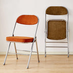 Folding Chairs, Fabric Dining Set with Metal Frame, Padded Seat and Back, Non-Slip Foot Pads, Foldable Office(Orange)