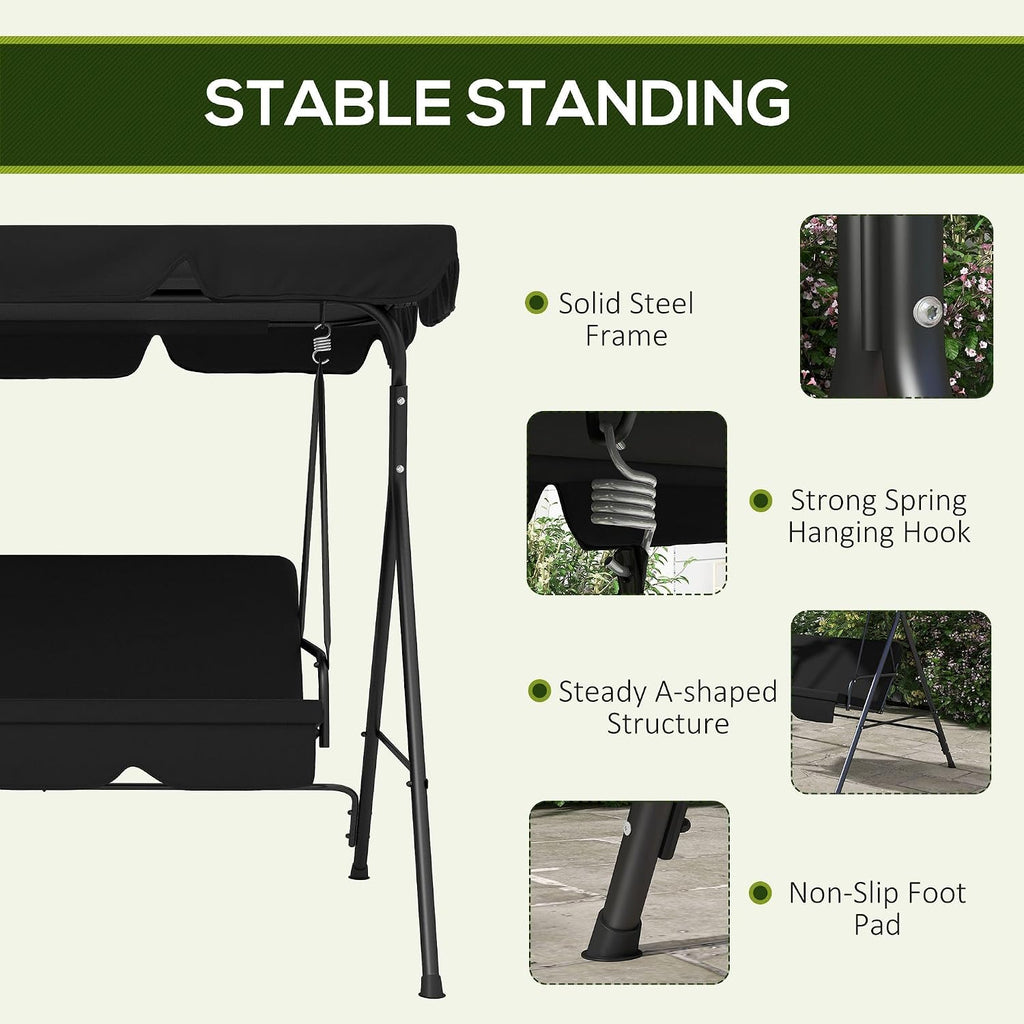 3 Person Outdoor Porch Swing with Canopy