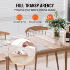 VEVOR Plastic Table Cover, 40 x 80 Inch 2.0 mm Thick Rectangle Clear PVC Mat Protector, Waterproof & Easy Cleaning Desk Pad Tablecloth, for Office, Dresser, Dining Room, Night Stand