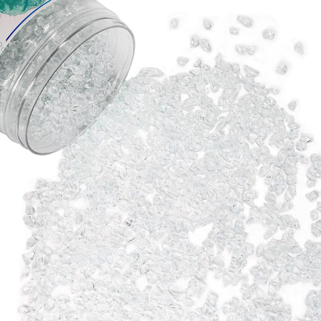 Crushed Glass for Resin Art, Broken Glass Pieces for Crafts Vase Filler Home Decorations,Crushed Glass for Crafts,3-6mm,1.5 Pound (Crystal/Transparent)