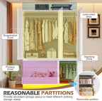 PAKASEPT 3 Doors Armoire Wardrobe Closet, 72.83" H Bedroom Armoires | Clothing Storage Cabinet with Mirror & Lights, 3 Drawers, Hanging Rod & Shelves for Bedroom