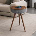 Smart Side Table with Wireless Charger, Modern Smart End Table with Speaker, 16" Coffee Table with USB Charging Port for Bedroom, Living Room, Office