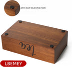 LBEMEY Tea Bag Organizer, Wood Tea Storage Containers with 6 Compartments, Sugar Packet Holder,Tea Bag Caddy Box for Cabinet Countertop Office (Brown-Labeled "Tea")