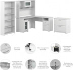 Bush Furniture L Shaped Desk with Hutch, 5 Shelf Bookcase and Lateral File Cabinet | Cabot Collection Corner Computer Table with Storage and Bookshelf | 60Wx23DX37W