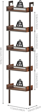 Unionly 5-Tier Liquor Stand for Home Bar，Freestanding Wine Racks for Wall,Wines Bottle Holder Display Shelf with Fences,Liquor Storage for Kitchen, Dining Room, Bar (Rustic Brown)