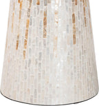 Bali & pari Beile Capiz Shell Pedestal End Table - Mother of Pearl Scalloped Accent Table with Textured Inlay Surface for Living Room or Lounge Space