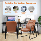 CLATINA Guest Chair Big & Tall 500 lbs, PU Leather Office Reception Chairs, Sled Base, No Wheels, Brown, Waiting Room, Conference, Lobby, Living Room