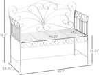 Garden Bench, 43" Cream White Metal Outdoor Patio Bench Park Bench with Armrests, Porch Bench Seat for Backyard Poolside Lawn Garden Deck Seating