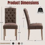 Tufted Upholstered Parsons Dining Chair Set Fabric Diner Accent Stylish Modern Kitchen Living Room with Button Sturdy Solid Wood Legs, 2-Pack