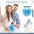 5Pcs Heart-Shaped Paper Fans, Foldable Handheld Fans for Wedding, Bridal Shower, Party Favors & Decorations, Blue/Pink