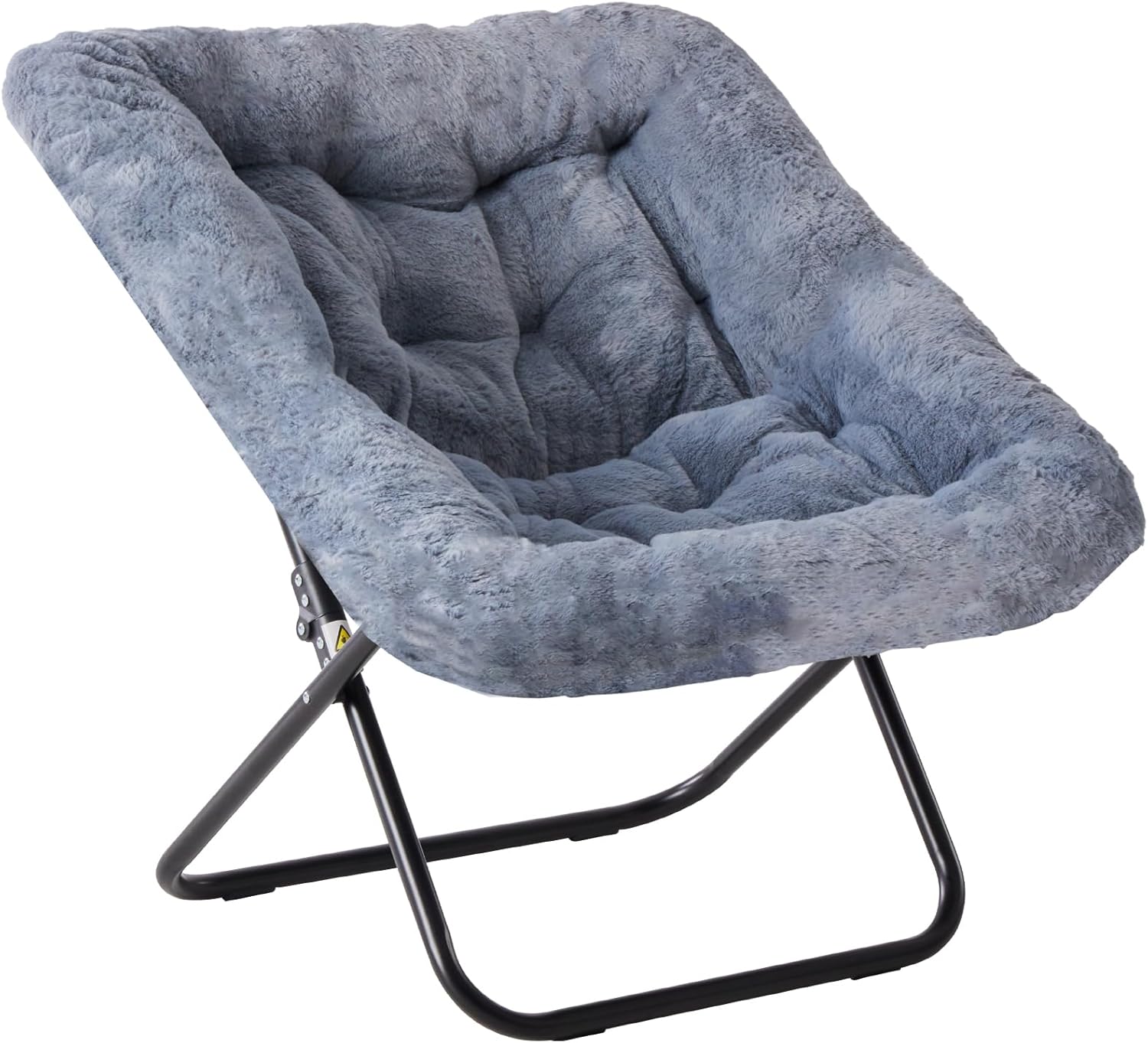 DUMOS Comfy Chair for Adults, Soft Faux Fur Folding Lounge for Bedroom Living Room Dorm Rooms Flexible Reading Chair for Teens, Large Size Foldable, Square-Gray
