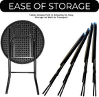 BTEXPERT 32" Round 43" Bar Height Folding Commercial Portable Banquet Plastic Coffee Dining Cocktail Table for Wedding Party Event Home Kitchen Indoor Outdoor Standing Walking-Black
