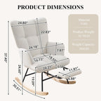 Nursery Rocking Chair with Footrest, Teddy Upholstered Glider Rocker with Side Pocket, Leisure Rocker Chair with High Back, Recliner Rocking Chair, Accent Reading Chair for Bedroom (White)