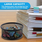 LOQJSS 2PCS Mesh Paper Clip Holder, Stackable PaperClip Organizer for Desk, Mesh Paperclip Dispenser Organizer with Non-Slip EVA Pad,Paperclip Holder for Office Binder Box