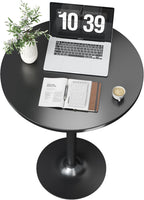 Flamaker Round Bistro Pub Table Modern Style Metal Base MDF Top Cocktail Bar Table Counter Bar Height for Pub, Dining Room, Party (2, Full Black)
