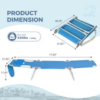 Folding Tanning Chair with Face Hole Set of 2, 3-Position Adjustable Patio Lounge Chair, Outdoor Sunbathing Chaise with Pillow, Portable Lightweight for Beach Pool Lawn Yard, Blue