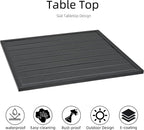 Anmutig 27.5 Inch Square Outdoor Metal Table for 2, Patio Bistro Table with Curved Legs, All Weather Slatted Table for Lawn, Garden, Balcony, Deck, Black