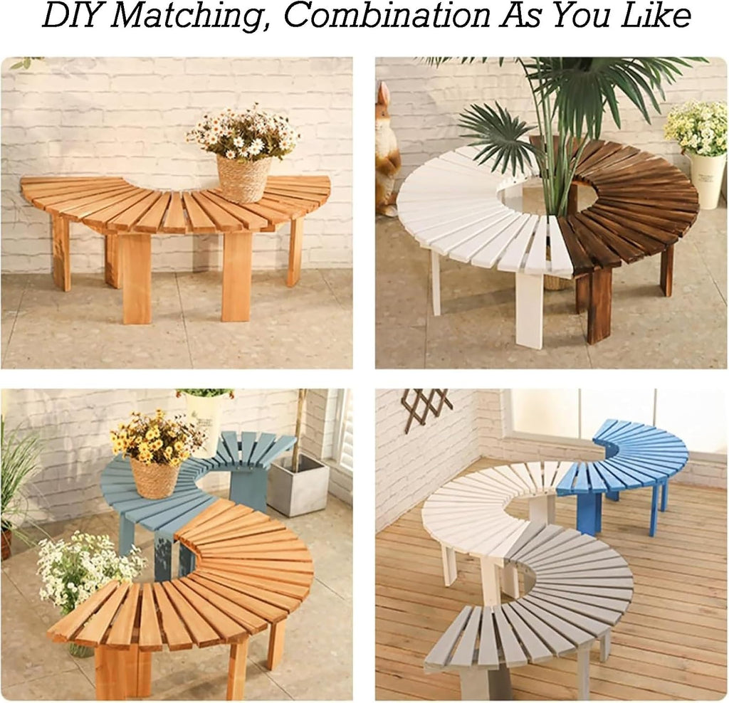 Tree Bench Wrap Around,Wooden Curved Bench Weatherproof Outdoor Benches,for Garden Patio Deck Lawn Yard(Color1)