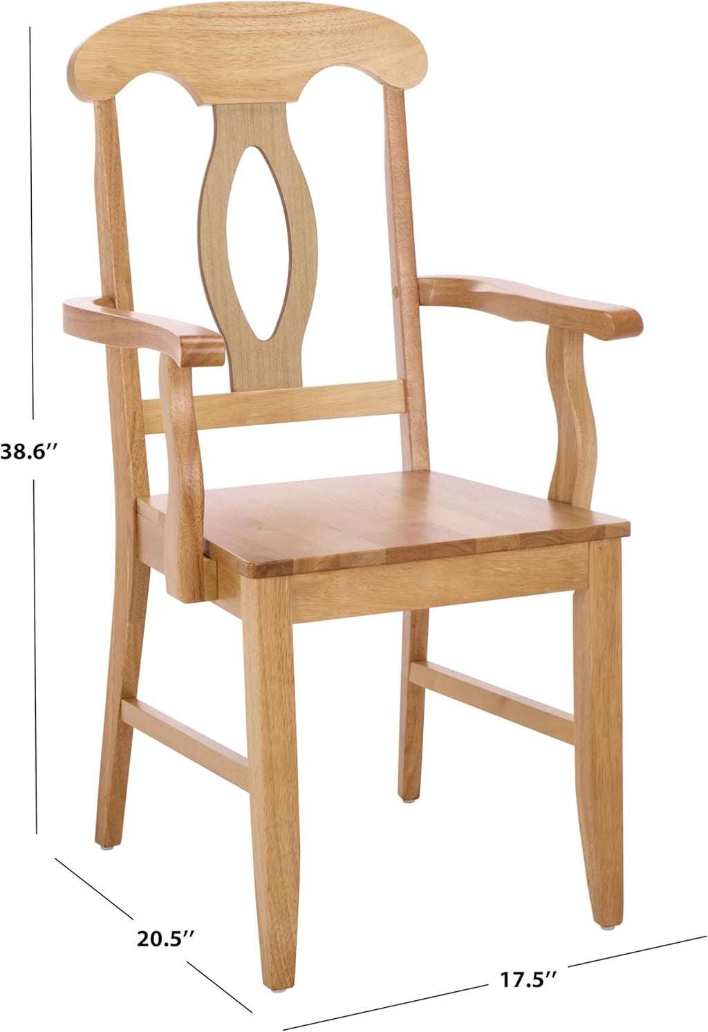 SAFAVIEH Home Collection – Hannelore Solid Wood Dining Arm Chair, Light Oak Finish, Classic Transitional Seating Design (DCH6907B)