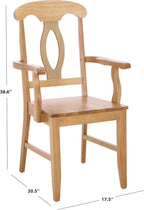 SAFAVIEH Home Collection – Hannelore Solid Wood Dining Arm Chair, Light Oak Finish, Classic Transitional Seating Design (DCH6907B)