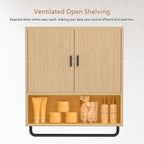 Bathroom Cabinet Wall Mounted: Over The Toilet Storage Cabinet with Adjustable Shelf & Towels Bar - 3-Tier Wood Medicine Cabines Large Space