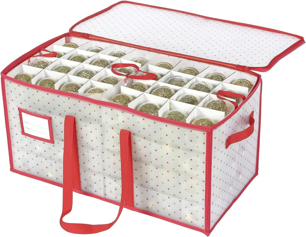 Sattiyrch Plastic Christmas Ornament Storage Box with Trays,Customizable Dividers, Dust-Proof Durable Ornament Organizer Holder,Christmas Storage Containers,Holds 128 x 3 Ornaments