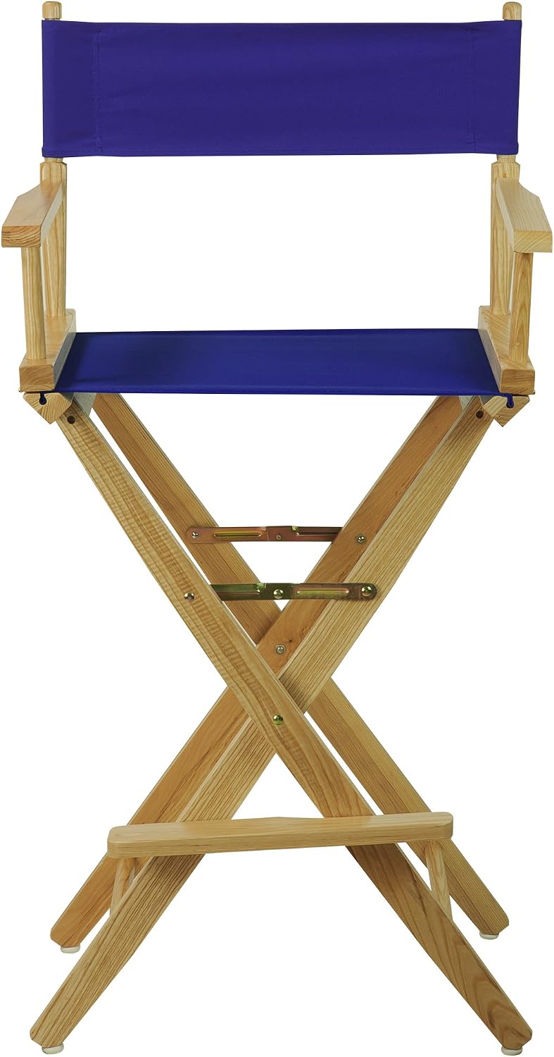 American Trails Extra-Wide Premium 30" Director's Chair Natural Frame with Royal Blue Canvas, Bar Height
