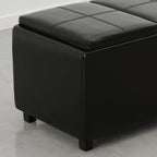 SIMPLIHOME Avalon Storage Ottoman - 42 inch Wide Upholstered Vegan Leather Rectangular Flip-Top Ottoman in Carbon Black, Contemporary Storage Coffee Table Ottoman for Living Room with Hidden Storage